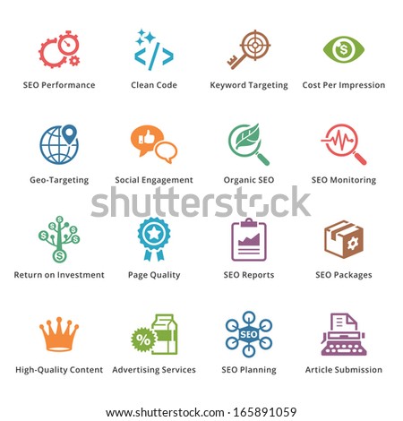 SEO & Internet Marketing Icons - Set 4 | Colored Series