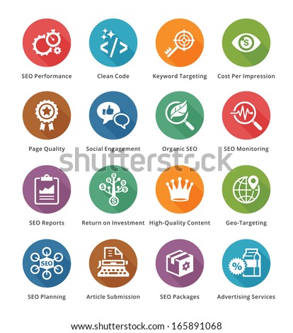 SEO & Internet Marketing Icons - Set 4 | Long Shadow Series