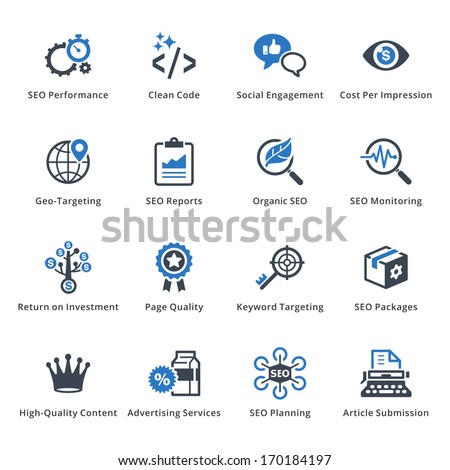 SEO & Internet Marketing Icons - Set 4 | Blue Series