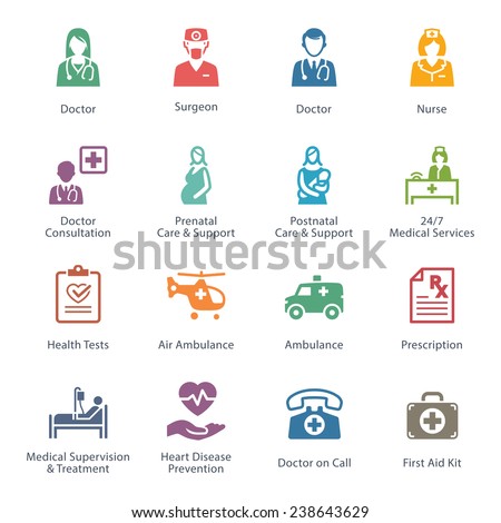 Colored Medical & Health Care Icons Set 1 - Services 