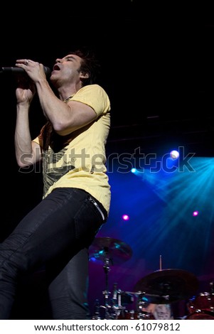 CLARK, NJ - SEPTEMBER 11: Lead vocalist Patrick Monahan of the band Train performs at the Union County Music Fest on September 11, 2010 in Clark, NJ.