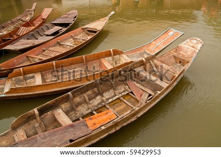 Row boat . Boat wood old fashioned in Thailand.