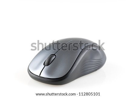 computer mouse isolated on white grey horizontal side view
