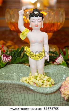Buddha statue for praying. Concept of religious offering