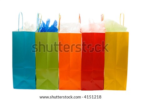 An isolated shot of bunch of colorful shopping bags