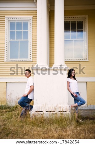 A shot of an asian couple outdoor