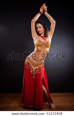 A portrait of a beautiful belly dancer