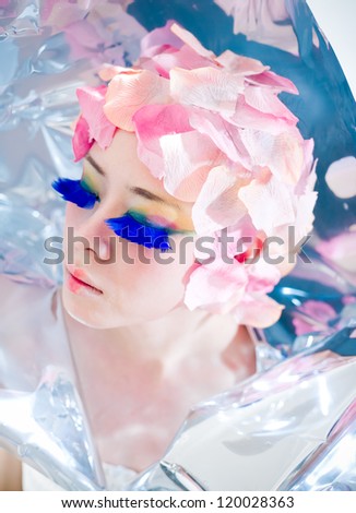 girl with flower colorful makeup
