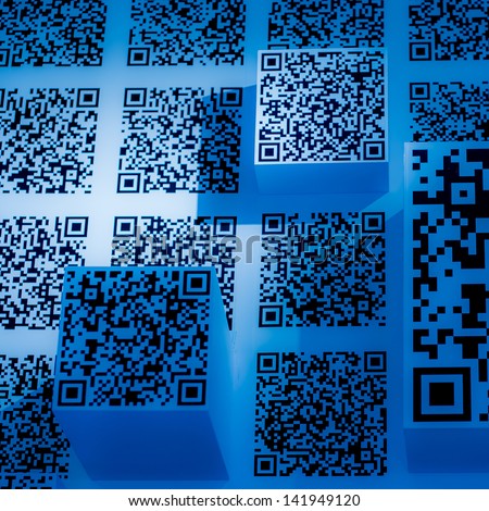 two-dimension code QR?Quick Response?code blue  science and technology wallpaper  background