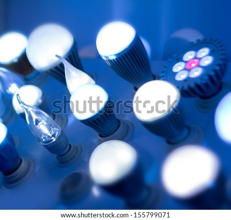 some led lamps blue lights science and technology background