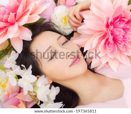 Girl in flower sleep  health