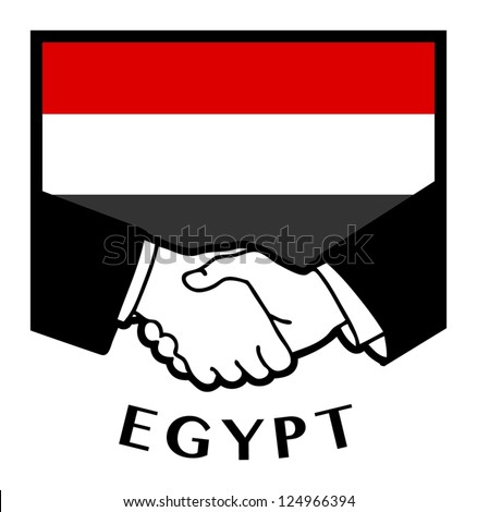 Egypt flag and business handshake, vector illustration