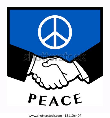 Peace flag and business handshake, vector illustration