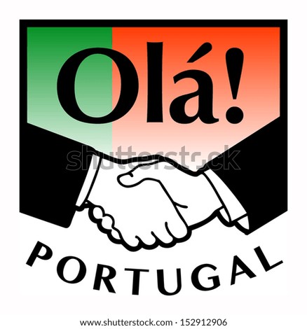Portugal flag and business handshake, vector illustration