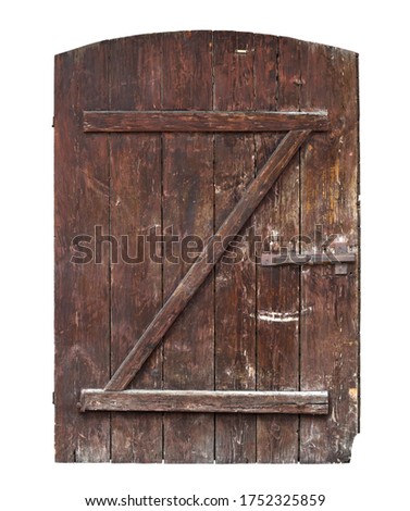 Similar – Image, Stock Photo large wooden gate with plain door handle, slanted wooden boards and painted with different green paint, which is peeling off