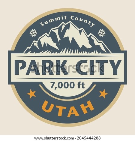 Abstract stamp or emblem with the name of Park City, Utah, vector illustration