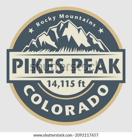 Abstract stamp or emblem with the name of Pikes Peak, Colorado, vector illustration