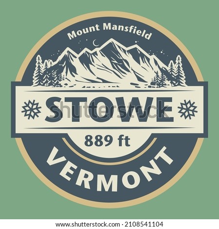 Abstract stamp or emblem with the name of Stowe, Vermont, vector illustration