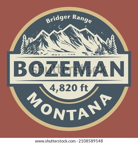 Abstract stamp or emblem with the name of Bozeman, Montana, vector illustration