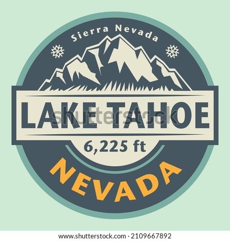 Abstract stamp or emblem with the name of Lake Tahoe, Nevada, vector illustration