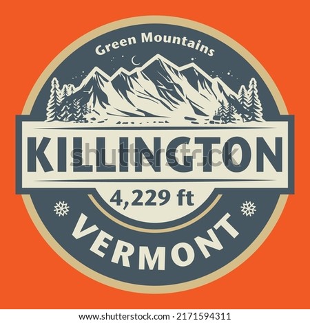 Abstract stamp or emblem with the name of Killington, Vermont, vector illustration