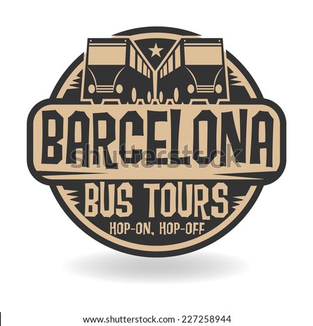 Abstract stamp with text Barcelona, Bus Tours, vector illustration