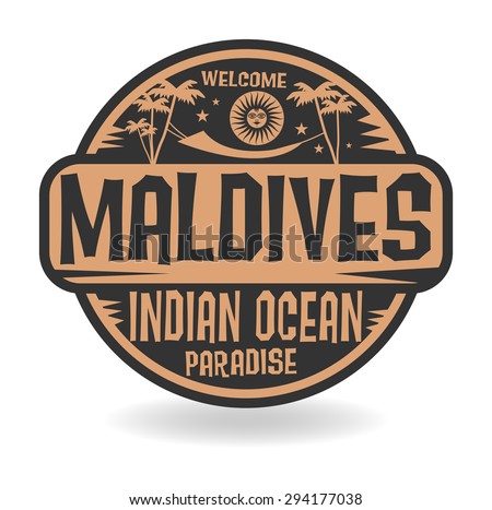 Stamp or label with the name of Maldives, Indian Ocean, vector illustration