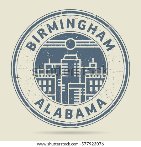 Grunge rubber stamp or label with text Birmingham, Alabama written inside, vector illustration