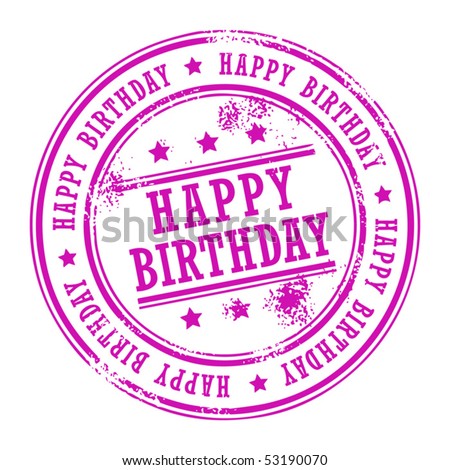 Grunge Rubber Stamp With Small Stars And The Word Happy Birthday Inside ...