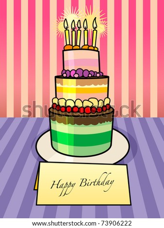 Birthday Cake Stock Vector 73906222 : Shutterstock