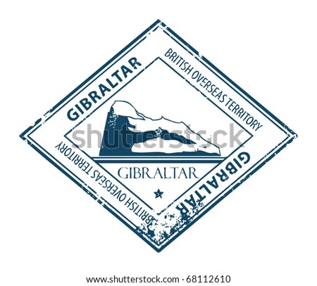 Grunge rubber stamp with rock and the word Gibraltar inside, vector illustration