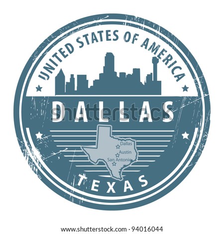 Grunge rubber stamp with name of Texas, Dallas, vector illustration