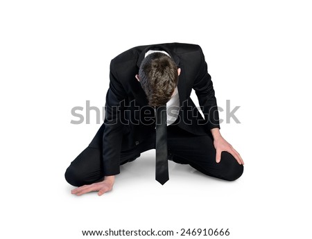 Isolated business man failure sit down
