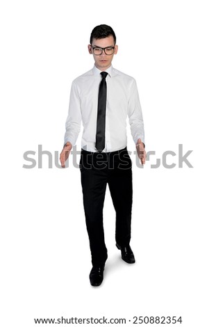 Isolated business man carry something