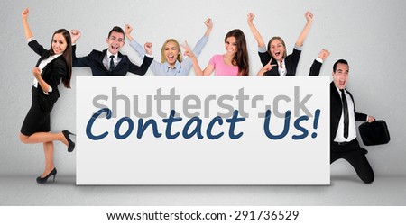 Contact us word writing on banner