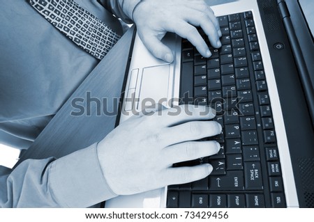 Man hand on pc keyboard