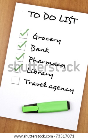 To do list with Travel agency not checked