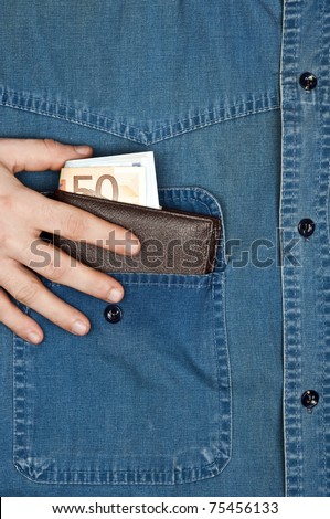 Jeans shirt pocket with wallet