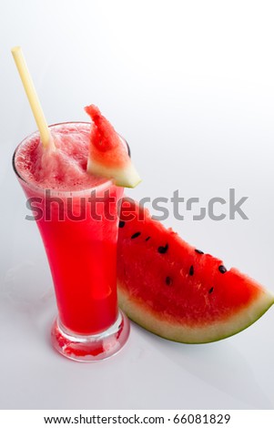 Smoothie water melon with slice water melon isolate on white background.