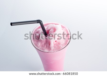 Ice strawberry milk isolate on white background.