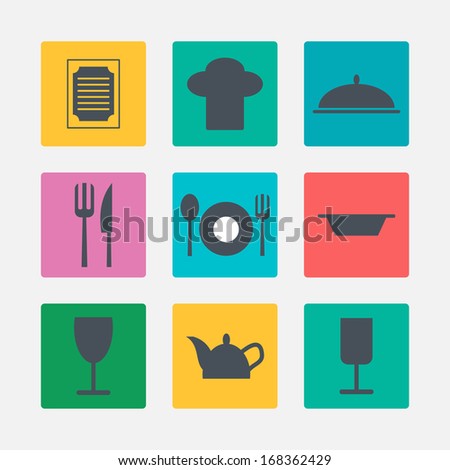 Kitchen Icons Stock Vector Illustration 168362429 : Shutterstock