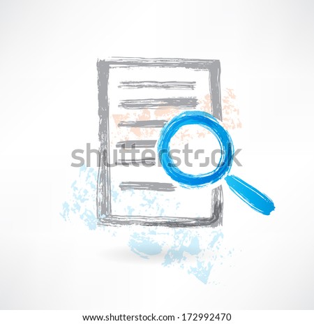 Document with magnifer grunge icon