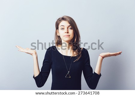 on a white background young girl throws up his hands Foto stock © 