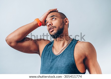 African american male feeling sad and rejected outdoors