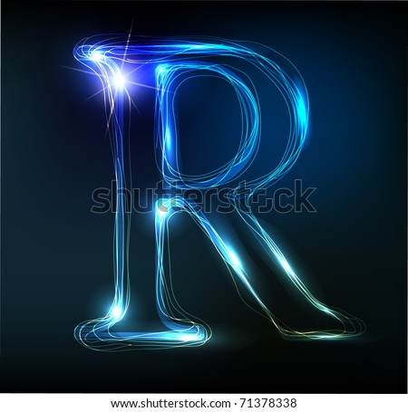 Glowing Neon Font. Shiny Letter R Stock Vector Illustration 71378338 ...