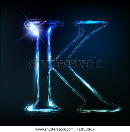 Glowing Neon Font. Shiny Letter K Stock Photo 71833867 : Shutterstock