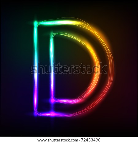 Vector Alphabet. Neon Letter D - 72453490 : Shutterstock