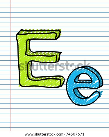 Hand Drawn Sketch Alphabet. Letter E Stock Vector Illustration 74507671 ...