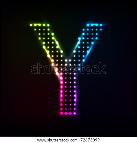 Vector Disco alphabet. Letter Y