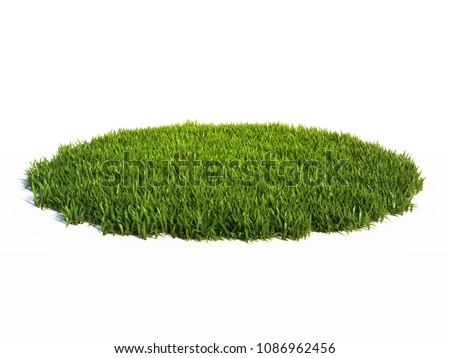 Small round surface covered with grass, grass podium, lawn background 3d rendering ストックフォト © 